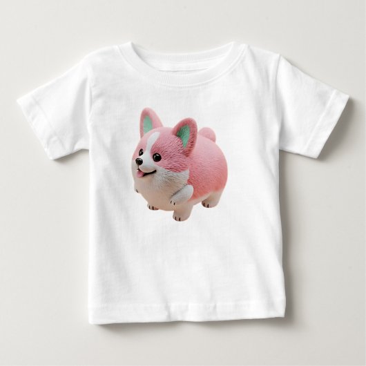 Schattige Roze en Witte Kawaii Corgi 3D Karakter (Voorkant)