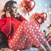 Schattige roze en witte Valentijn hartenpatroon Leggings