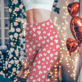 Schattige roze en witte Valentijn hartenpatroon Leggings
