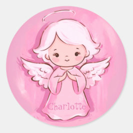 Schattige Roze Engel voor Dochter Ronde Sticker