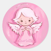 Schattige Roze Engel voor Dochter Ronde Sticker (Voorkant)