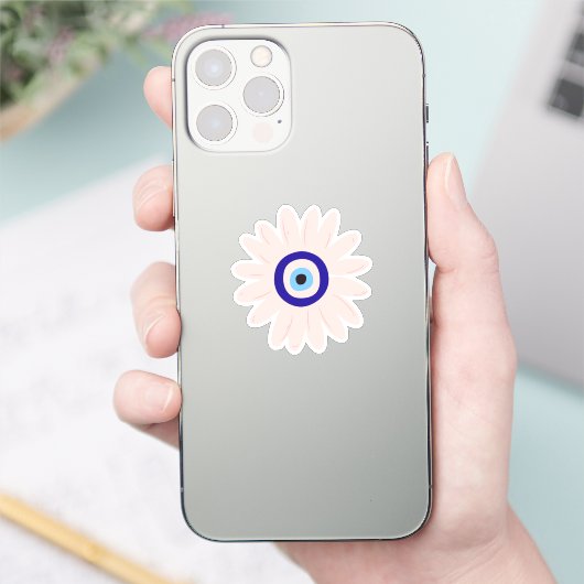 Schattige roze Evil Eye Flower Sticker (Telefoon)