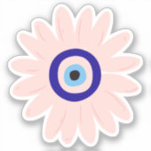 Schattige roze Evil Eye Flower Sticker (Voorkant)