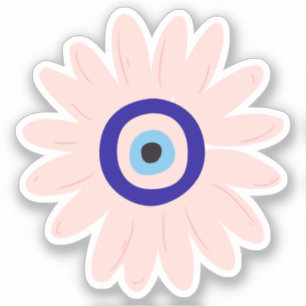 Schattige roze Evil Eye Flower Sticker