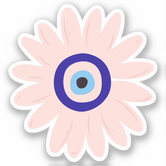 Schattige roze Evil Eye Flower Sticker (Voorkant)