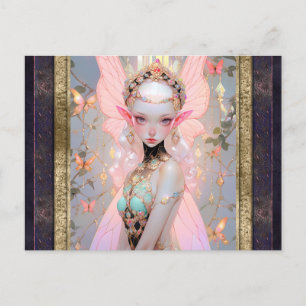Schattige Roze Fairy Meisje Fantasy Art Briefkaart