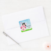 Schattige roze fee vierkante sticker (Envelop)