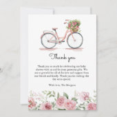 Schattige Roze  Fiets Meisje Baby shower Bedankkaart (Voorkant)