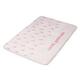 Schattige roze flamingo aangepaste naam roze badmat
