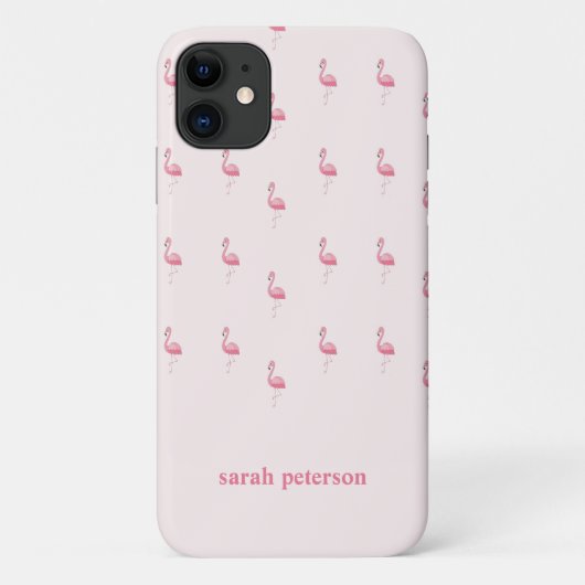 Schattige roze flamingo aangepaste naam roze Case-Mate iPhone case (Achterkant)