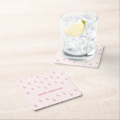 Schattige roze flamingo aangepaste naam roze kartonnen onderzetters (Insitu)