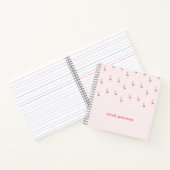 Schattige roze flamingo aangepaste naam roze notitieboek (Binnen)