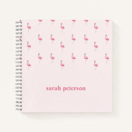 Schattige roze flamingo aangepaste naam roze notitieboek