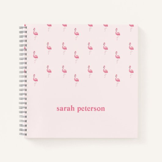 Schattige roze flamingo aangepaste naam roze notitieboek (Voorkant)