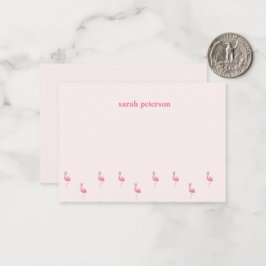 Schattige roze flamingo aangepaste naam roze notitiekaartje