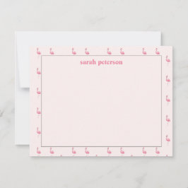 Schattige roze flamingo aangepaste naam roze notitiekaartje