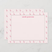 Schattige roze flamingo aangepaste naam roze notitiekaartje (Voorkant / Achterkant)