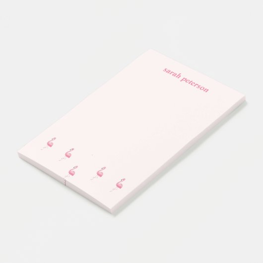 Schattige roze flamingo aangepaste naam roze post-it® notes (Schuin)