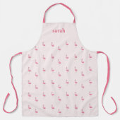 Schattige roze flamingo aangepaste naam roze schort (Voorkant)