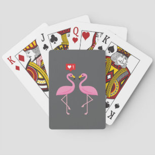 Schattige Roze Flamingo Als Hart Pastel Pokerkaarten
