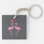 Schattige Roze Flamingo Als Hart Pastel Sleutelhanger (Achterkant)