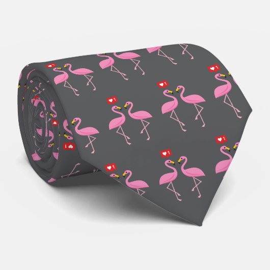 Schattige Roze Flamingo Als Hart Stropdas (Opgerold)