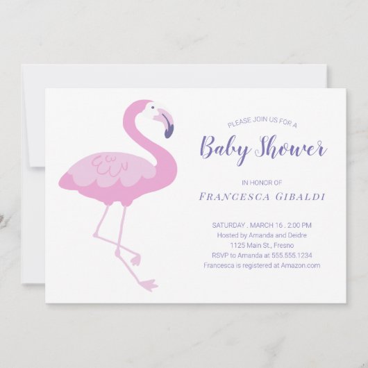 Schattige Roze Flamingo Baby shower Kaart (Voorkant)