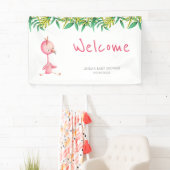 Schattige roze Flamingo Baby shower Welkom Spandoek (Insitu)