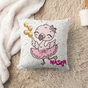 Schattige roze flamingo ballerina  kussen