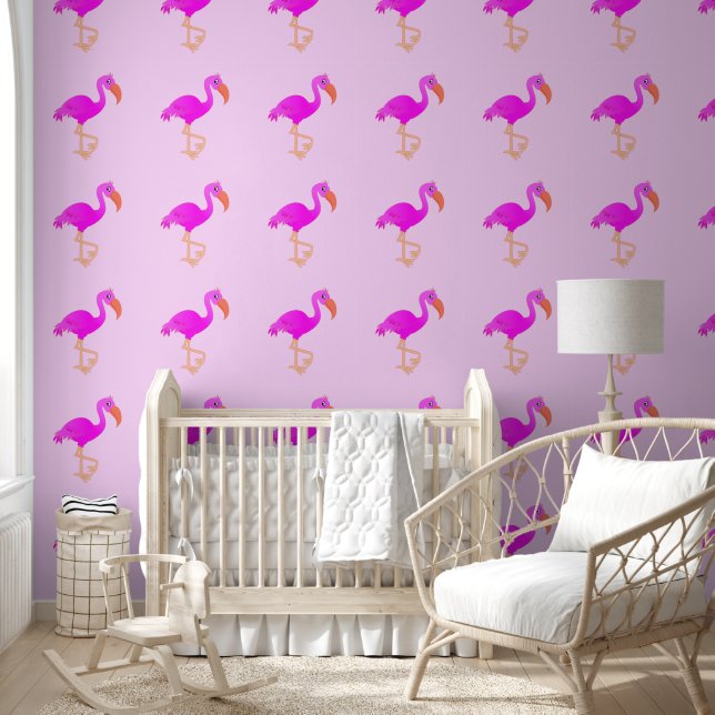 Schattige Roze Flamingo Behang (Kinderen)