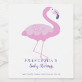 Schattige roze flamingo dank u Baby shower Wijn Etiket (Enkel label)