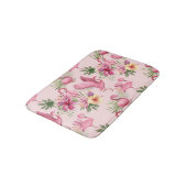 Schattige roze flamingo en exotische bloemen badmat (Gekanteld)