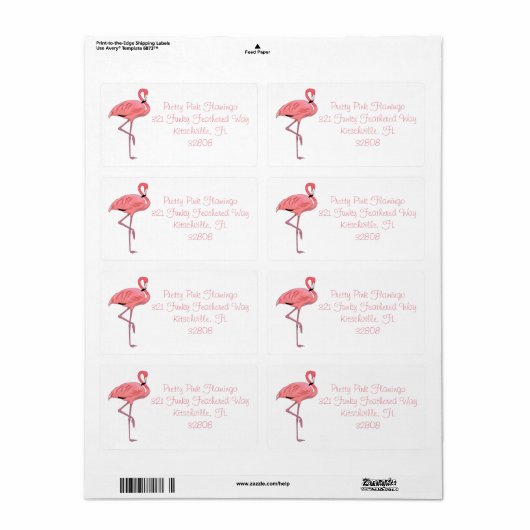 Schattige Roze Flamingo Etiket (Full Sheet)