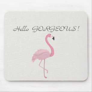 Schattige roze flamingo - Hallo prachtig Muismat