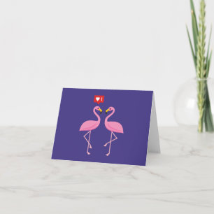 Schattige Roze Flamingo Harten Pastel Voeg Tekst Kaart