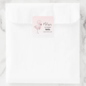 Schattige roze flamingo illustratie kaars bedrijf vierkante sticker (Tas)