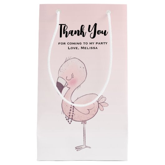 Schattige roze flamingo illustratie party dank u klein cadeauzakje (Voorkant)