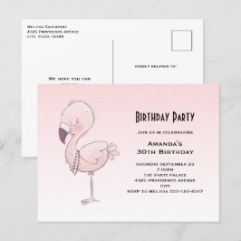 Schattige roze flamingo illustratie verjaardagsfee briefkaart
