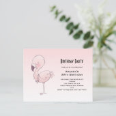 Schattige roze flamingo illustratie verjaardagsfee briefkaart (Staand voorkant)