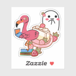 Schattige Roze Flamingo Laptop Cheesecake & Geest Sticker