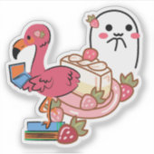 Schattige Roze Flamingo Laptop Cheesecake & Geest Sticker (Voorkant)