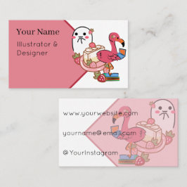 Schattige Roze Flamingo Laptop Cheesecake & Geest Visitekaartje