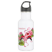 schattige roze flamingo liefhebbers voegen naam to waterfles  (Voorkant)