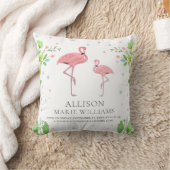 Schattige Roze Flamingo Meisje Geboorte Stats Kussen (Deken)