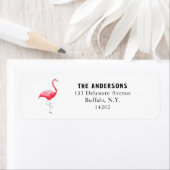 Schattige roze flamingo met de hand geïllustreerd  etiket (Insitu)