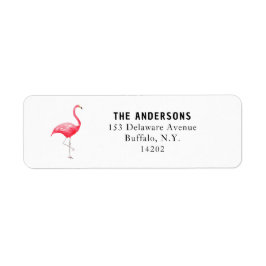 Schattige roze flamingo met de hand geïllustreerd  etiket