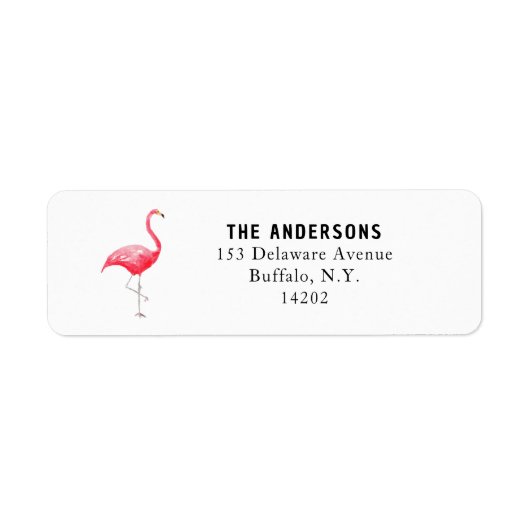 Schattige roze flamingo met de hand geïllustreerd  etiket (Voorkant)