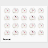 Schattige Roze Flamingo Met Kerstman Hoed Ronde Sticker (Vel)