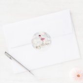 Schattige Roze Flamingo Met Kerstman Hoed Ronde Sticker (Envelop)