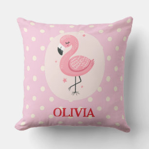 Schattige Roze Flamingo met Stippen Kussen